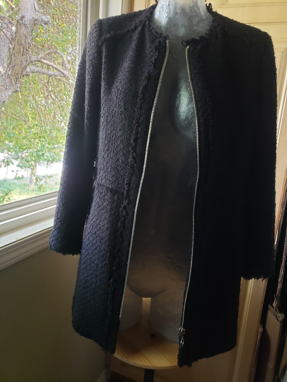 Zara Black Black Coat with Zip